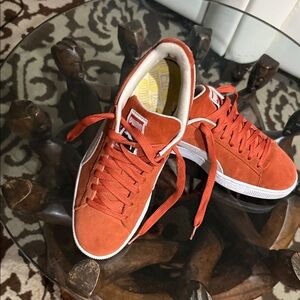 Puma Vibrant Orange Sneakers with White Trim